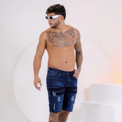 Bermuda Jeans Masculina Destroyed Autenticidade Denim