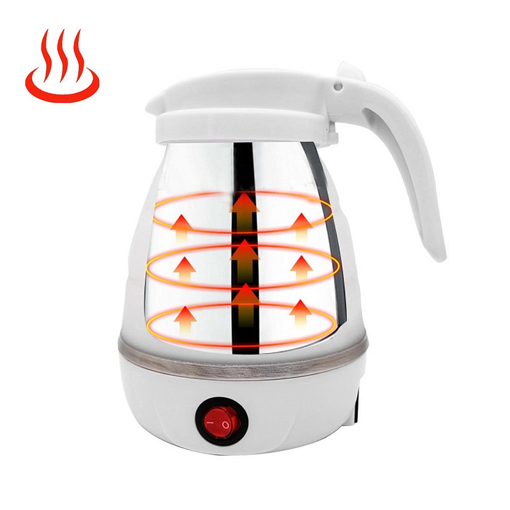 Chaleira Elétrica Dobrável Jarra Bule Silicone 600W 110v 600ml Portátil
