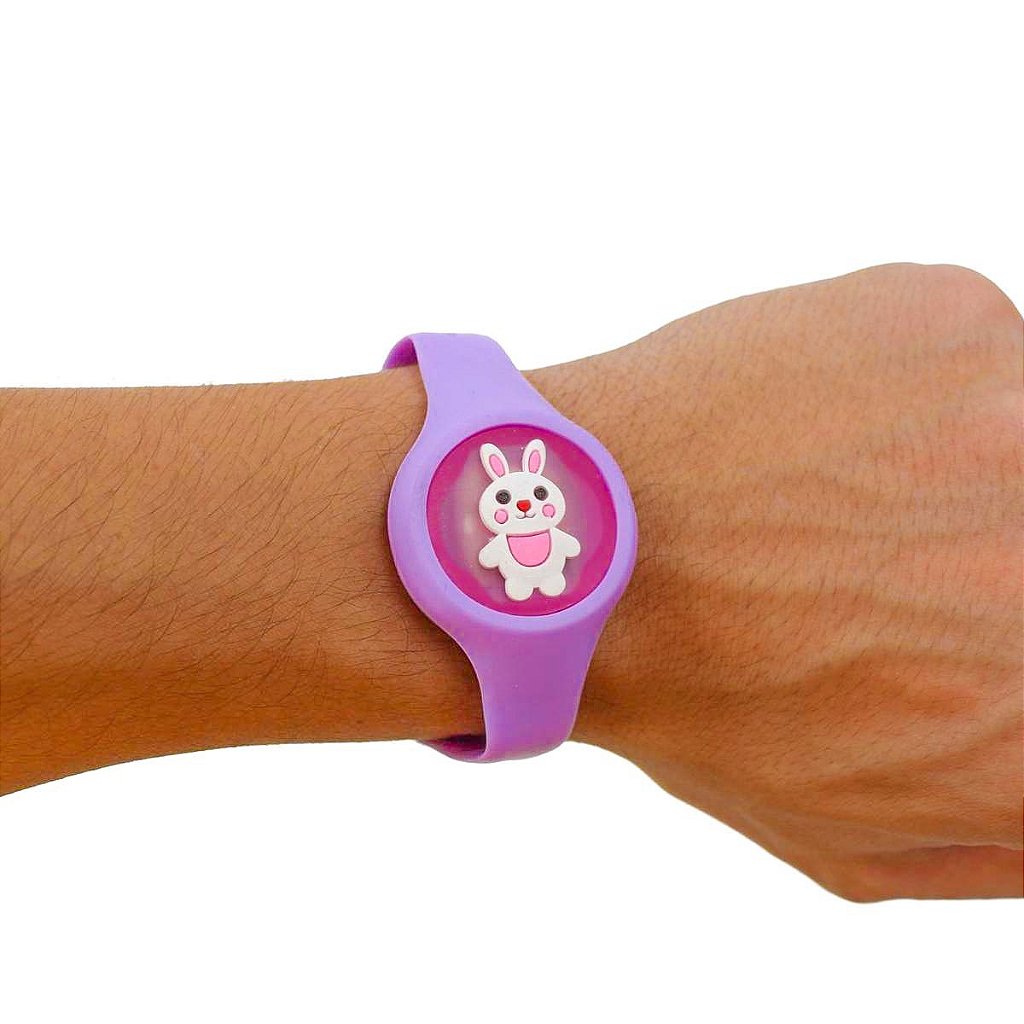Pulseira Relógio Infantil Repelente De Mosquito Figurinhas