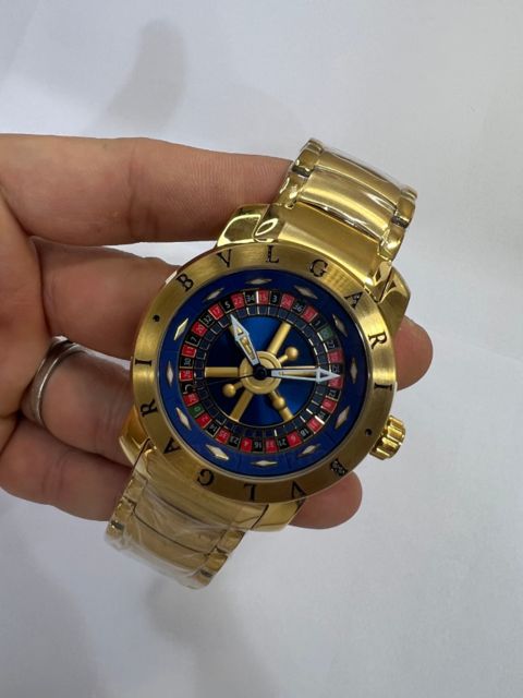 Relógio Cassino Roleta giratória Dourado Aço Masculino