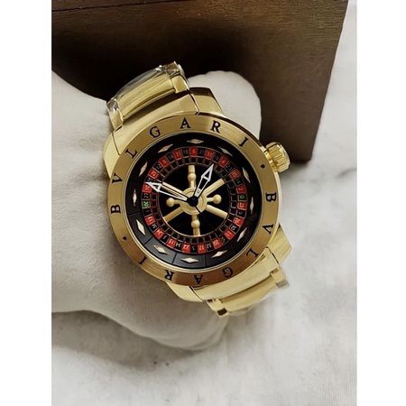 Relógio Cassino Roleta giratória Dourado Aço Masculino