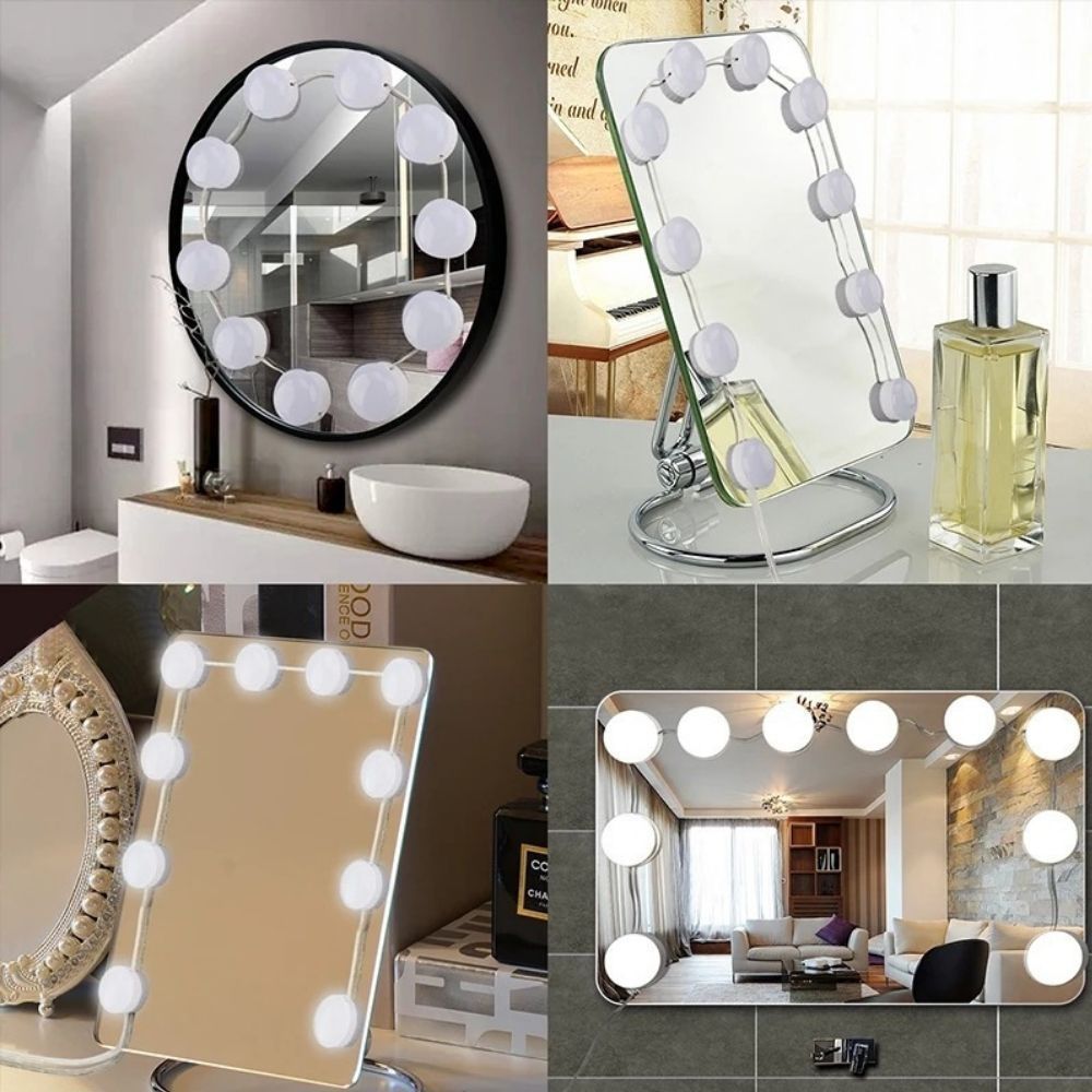 Kit Luz De Led Para Camarim Maquiagem 3 Cores 10 Lâmpadas