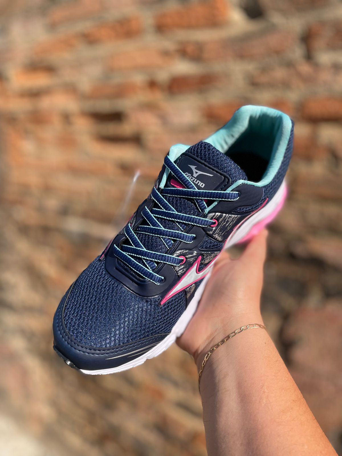 Tênis Wave Nirvana 9 Feminino Mizuno Azul/Rosa