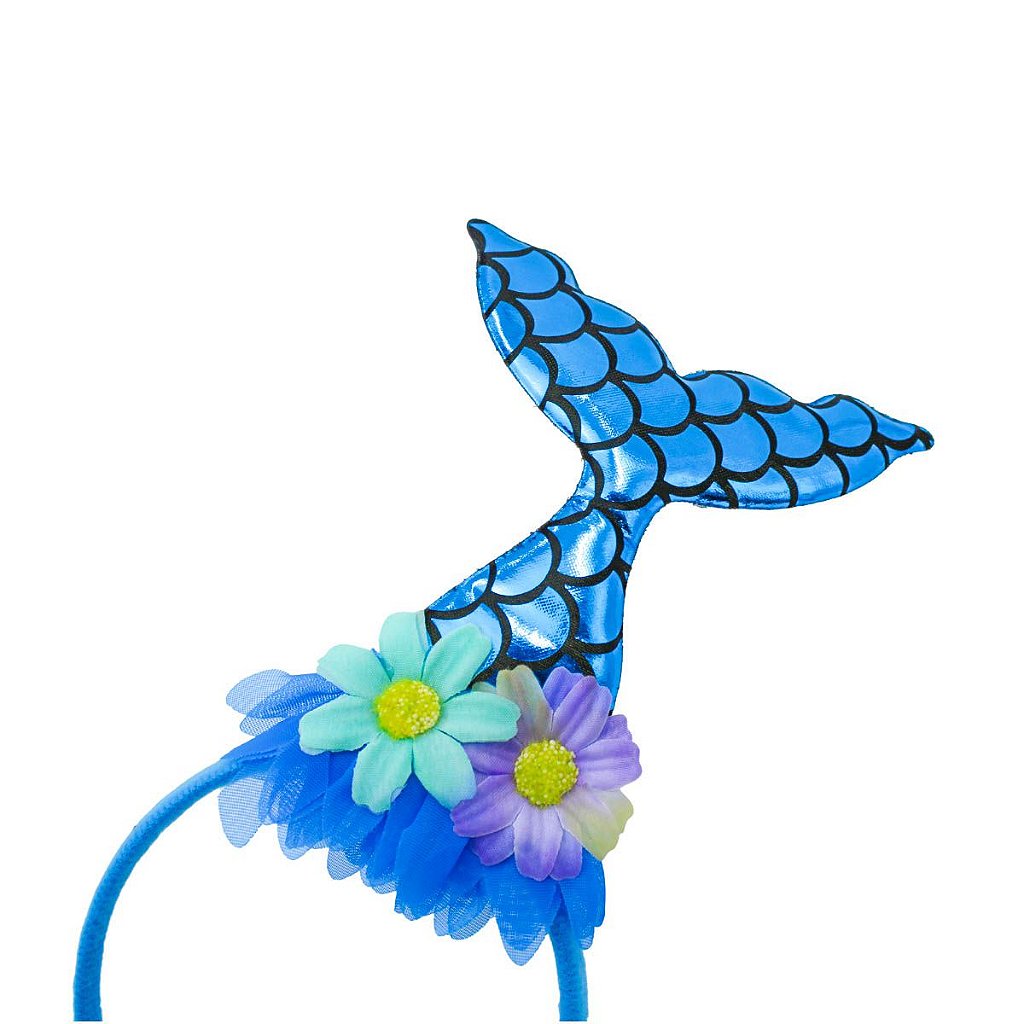 Tiara Arco Fantasia Carnaval Halloween Festa Sereia Azul
