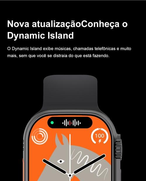 Smartwatch W69 Ultra 49mm Memoria 1GB Toca Musica NFC Jogos Lançamento 2023/2024 - Dourado