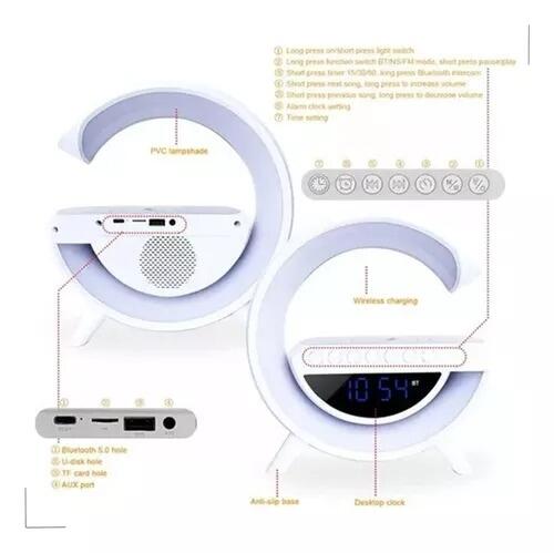 Luminaria G-Speaker Multifuncional Smart Station Led Caixa De Som Relógio - Branco