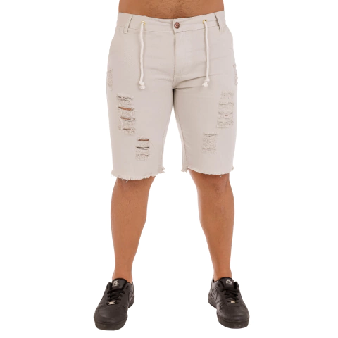 Bermuda Masculina Destroyed Bege