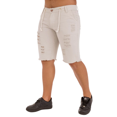 Bermuda Masculina Destroyed Bege