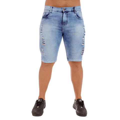 Bermuda Masculina Destroyed Jeans