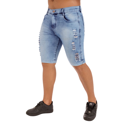 Bermuda Masculina Destroyed Jeans