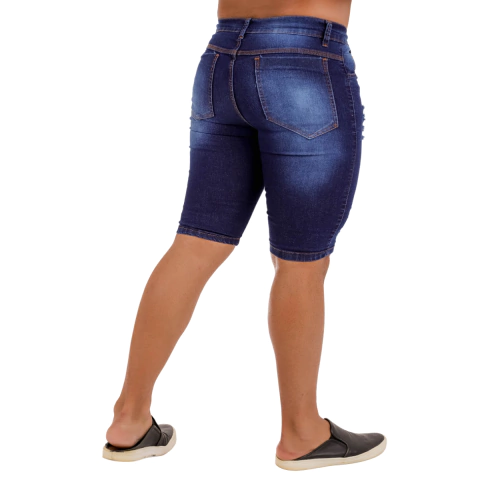 Bermuda Masculina Destroyed Jeans Escura