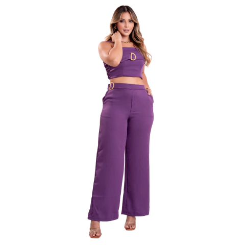 Conjunto Feminino Cropped Calca Diversas Cores