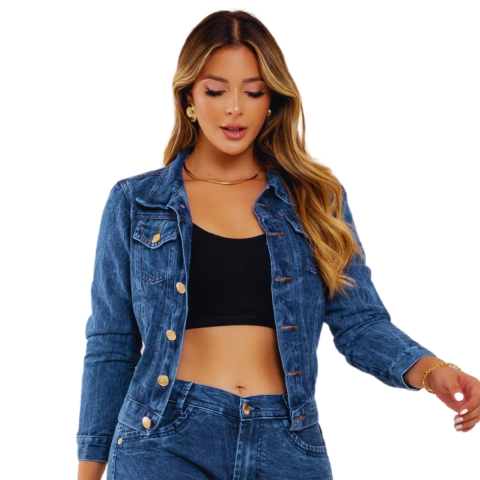 Jaqueta Jeans Marmorizada