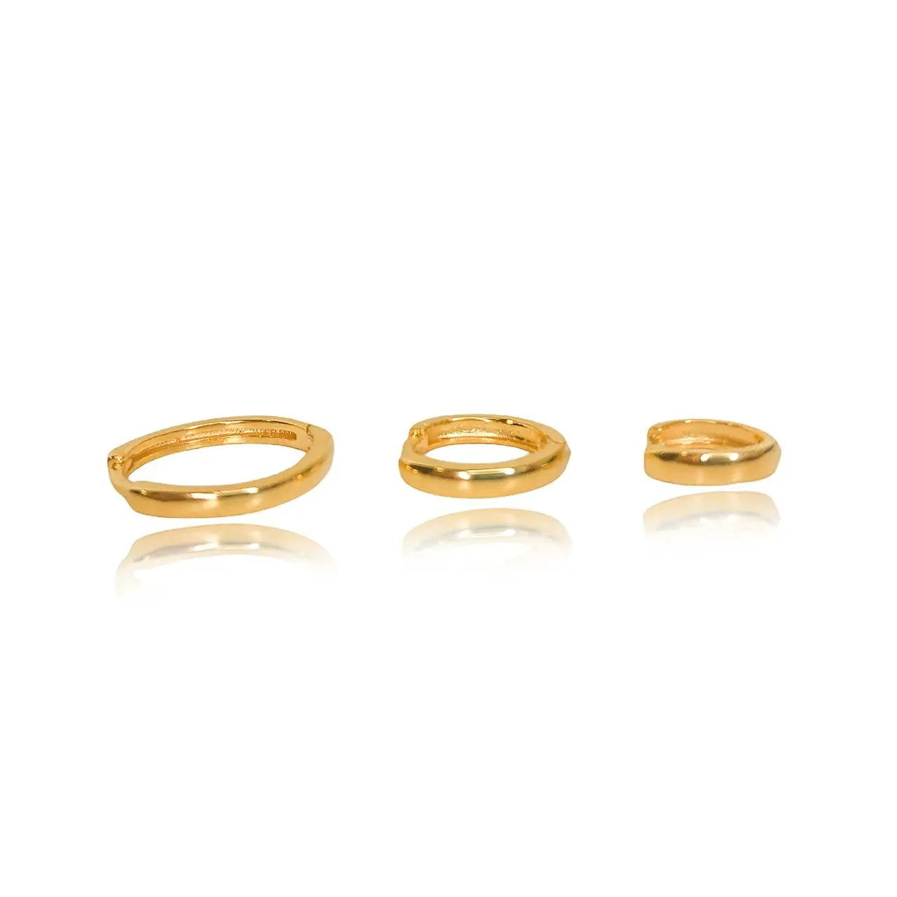 Trio de Brinco Liso Banhado em Ouro 18k