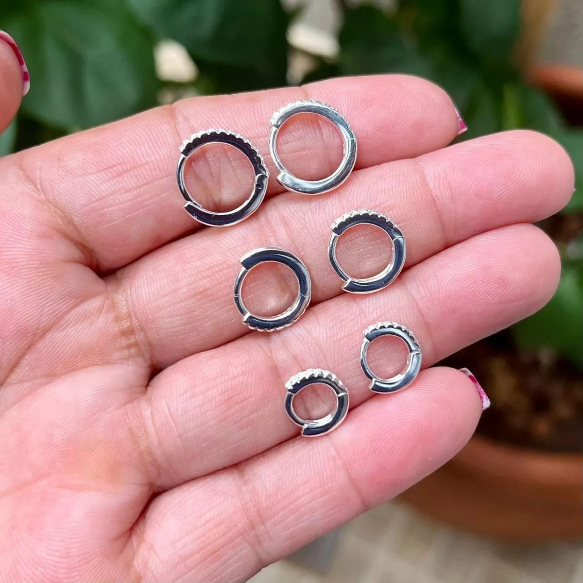 Trio de Argolinhas Quadradas com Zircônia em Prata 925