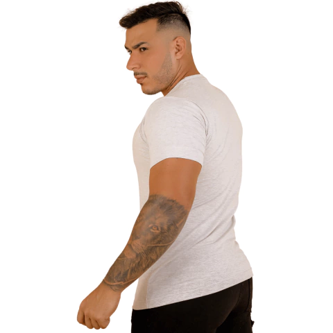 Camisa Gola Careca Cinza Rajado Rnt