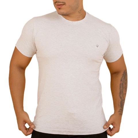 Camisa Gola Careca Cinza Rajado Rnt