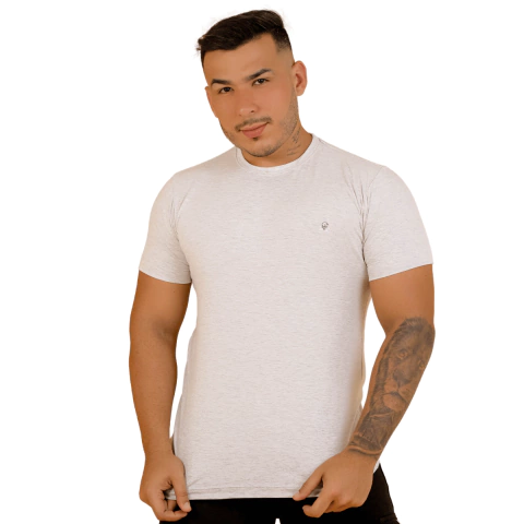 Camisa Gola Careca Cinza Rajado Rnt