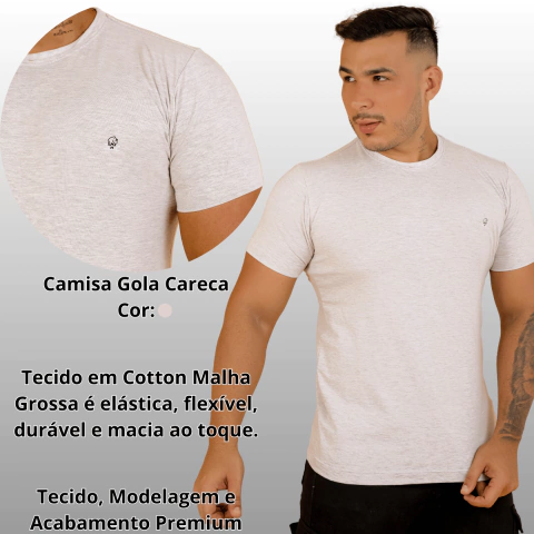 Camisa Gola Careca Cinza Rajado Rnt