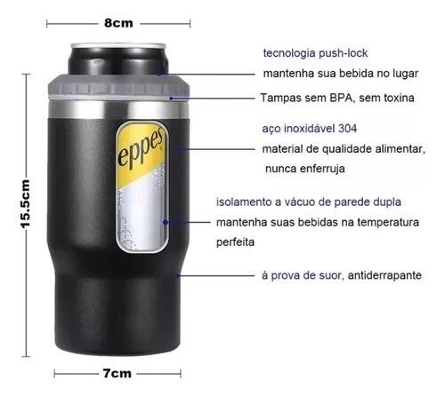 Copo Térmico 5 Em 1 Porta Lata Porta Long Neck - Azul Ciano