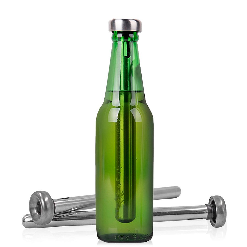 Kit 2 Bastão Resfriador Aço Inox Cerveja Gelada Garrafa