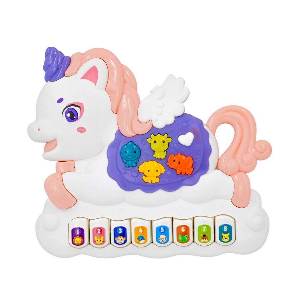 Teclado Musical Bebê Brinquedo Infantil Som Animal Unicórnio