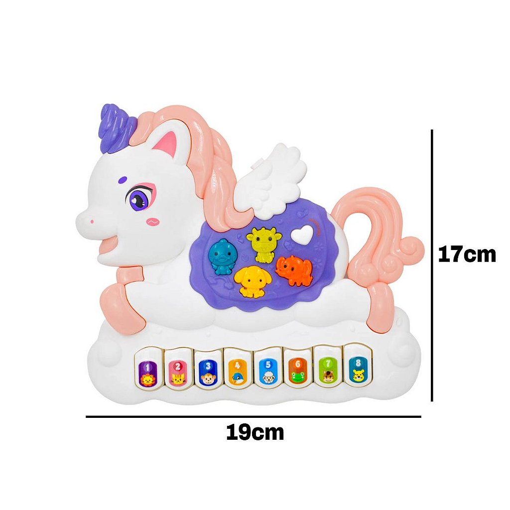 Teclado Musical Bebê Brinquedo Infantil Som Animal Unicórnio