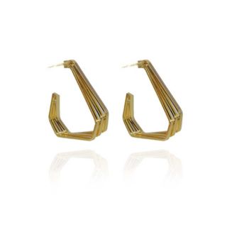 Brinco Argola Três Triangulos Folheado a Ouro 18k