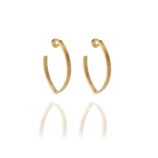 Brinco Argola Oval Folheado a Ouro 18k