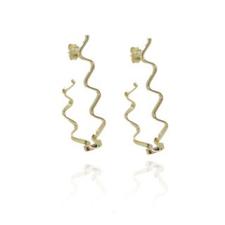 Brinco Argola Forma de J Trabalhada Folheado em Ouro 18k