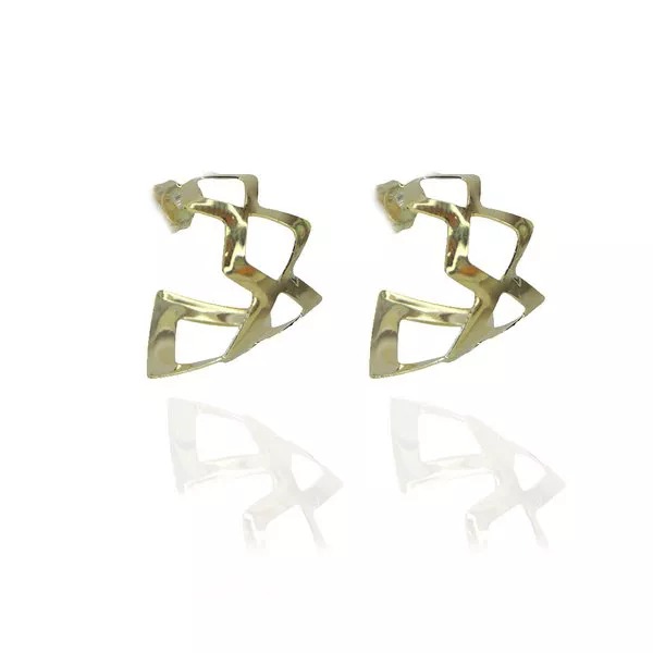 Brinco Argola de Losango Folheado a Ouro 18k