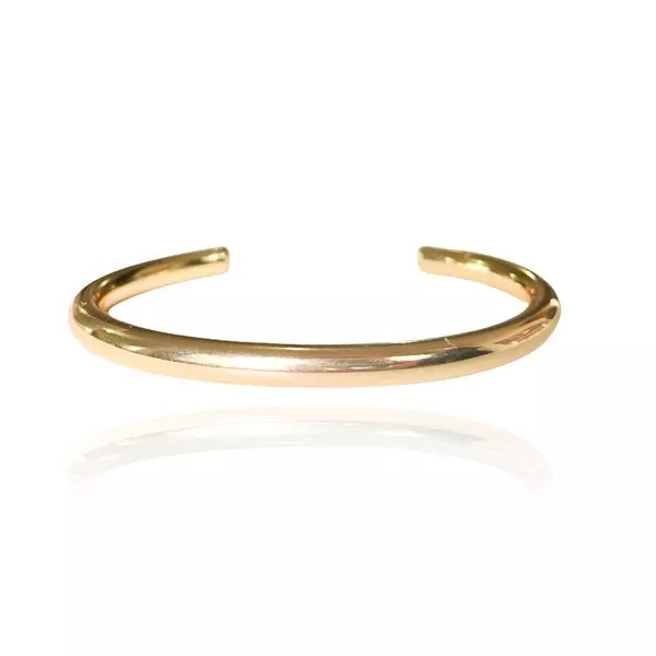 Bracelete Liso Redondo Folheado em Ouro 18k