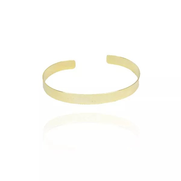 Bracelete Liso Largo Folheado em Ouro 18k