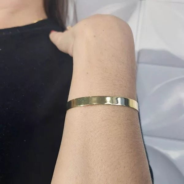 Bracelete Liso Largo Folheado em Ouro 18k