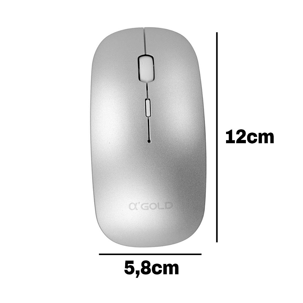 Mouse Sem Fio 2.4GHZ Recarregável USB Ergonômico Wireless AGold