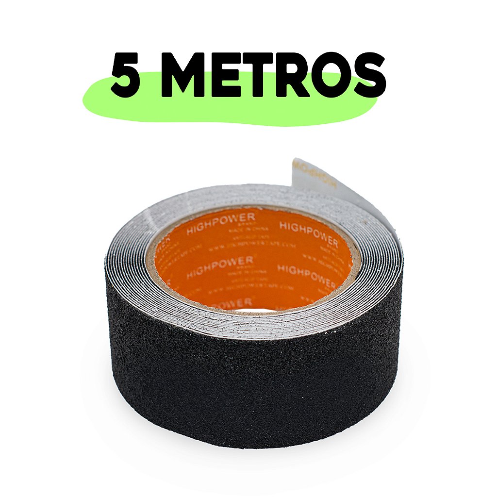 Fita Antiderrapante Autoadesiva Segurança Lixa Escada 5 Mts X 50mm