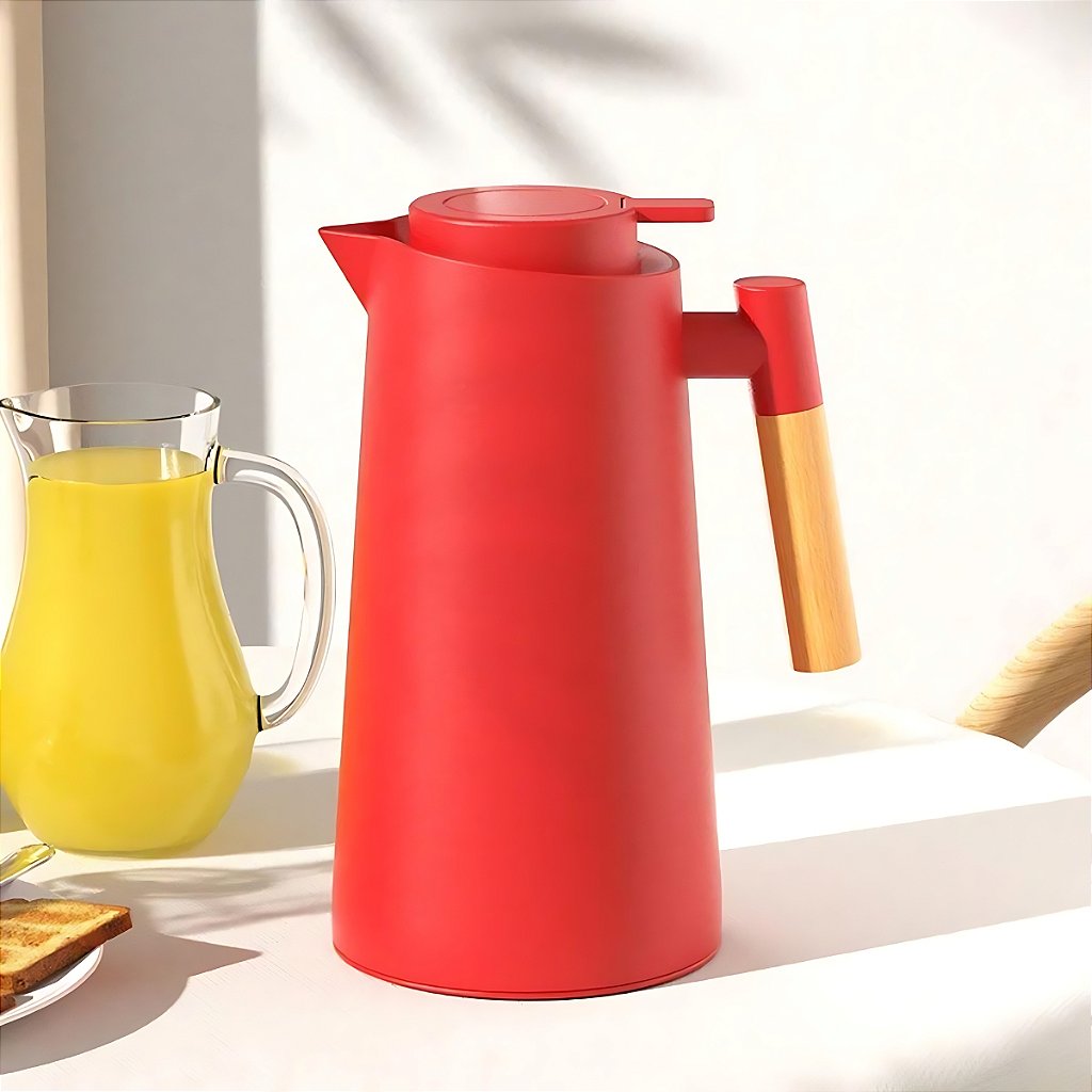 Garrafa Térmica Jarra Inox Café Chá 1 Litro Cabo Madeira