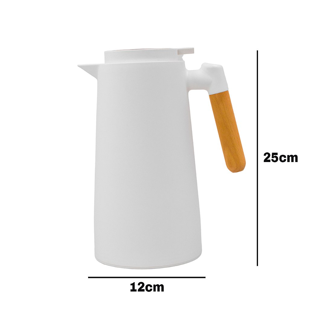 Garrafa Térmica Jarra Inox Café Chá 1 Litro Cabo Madeira