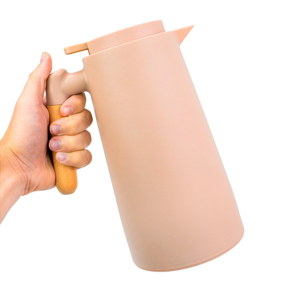 Garrafa Térmica Jarra Inox Café Chá 1 Litro Cabo Madeira