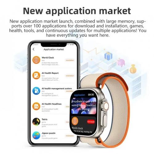 Smartwatch Hw69 Ultra 2 Amoled Serie 9 2GB Memoria NFC Jogos Pulseira extra Lançamento - Branco