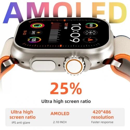 Smartwatch Hw69 Ultra 2 Amoled Serie 9 2GB Memoria NFC Jogos Pulseira extra Lançamento - Branco