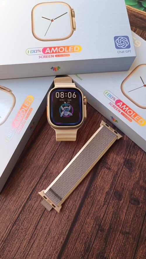 Smartwatch Hw69 Ultra 2 Amoled Serie 9 2GB Memoria NFC Jogos Pulseira extra Lançamento - Branco