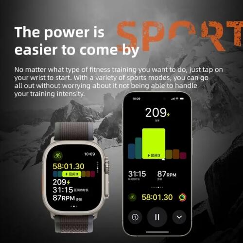 Smartwatch Hw69 Ultra 2 Amoled Serie 9 2GB Memoria NFC Jogos Pulseira extra Lançamento - Branco