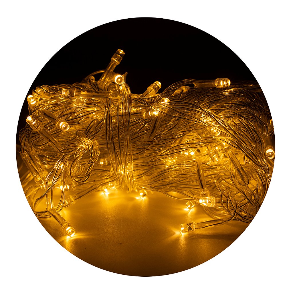 Led Pisca Cordão Com 10 Metros 100 Lampadas Formato Gota Fio Cor Crystal Tomada Luze Natal Ano Novo