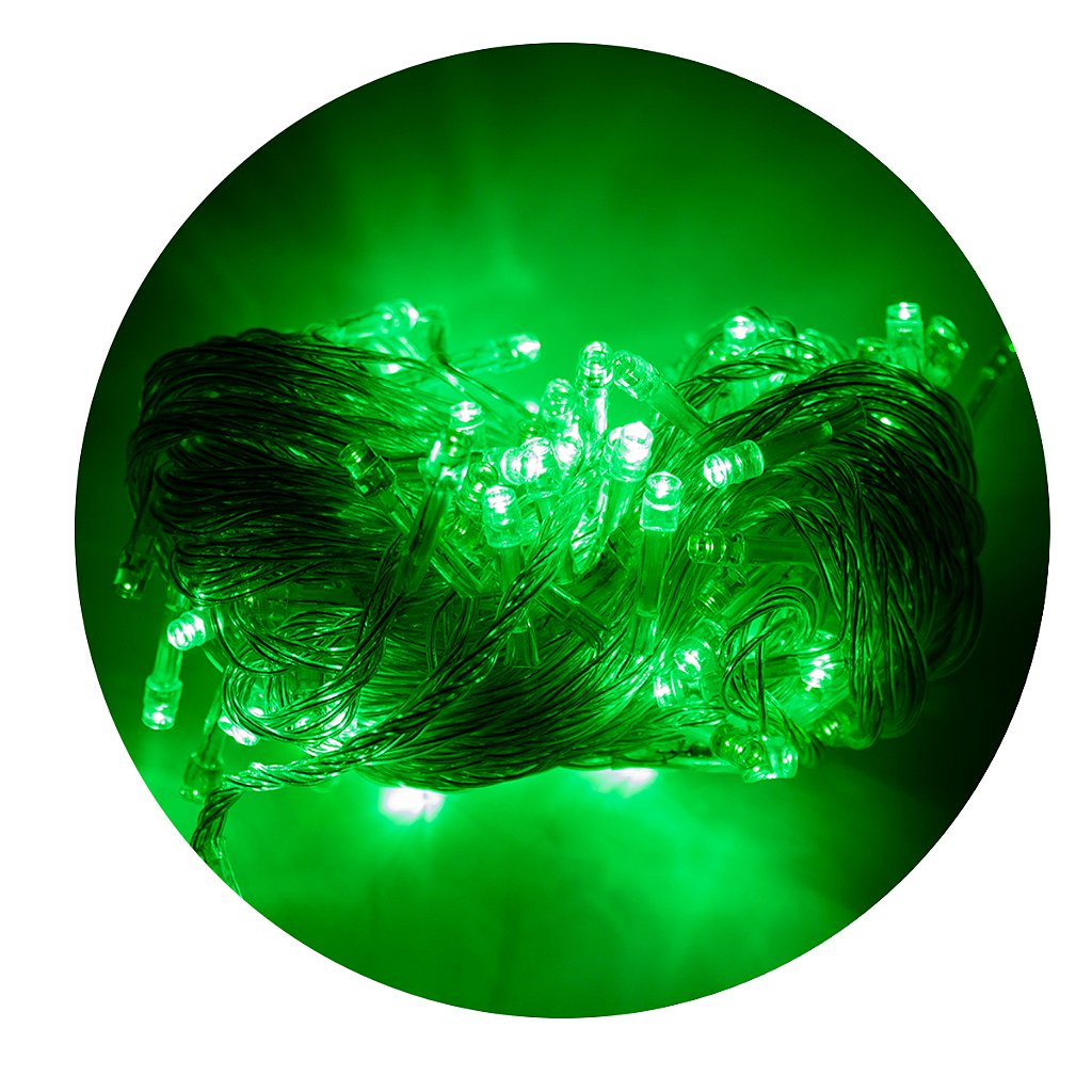 Led Pisca Cordão Com 10 Metros 100 Lampadas Formato Gota Fio Cor Crystal Tomada Luze Natal Ano Novo