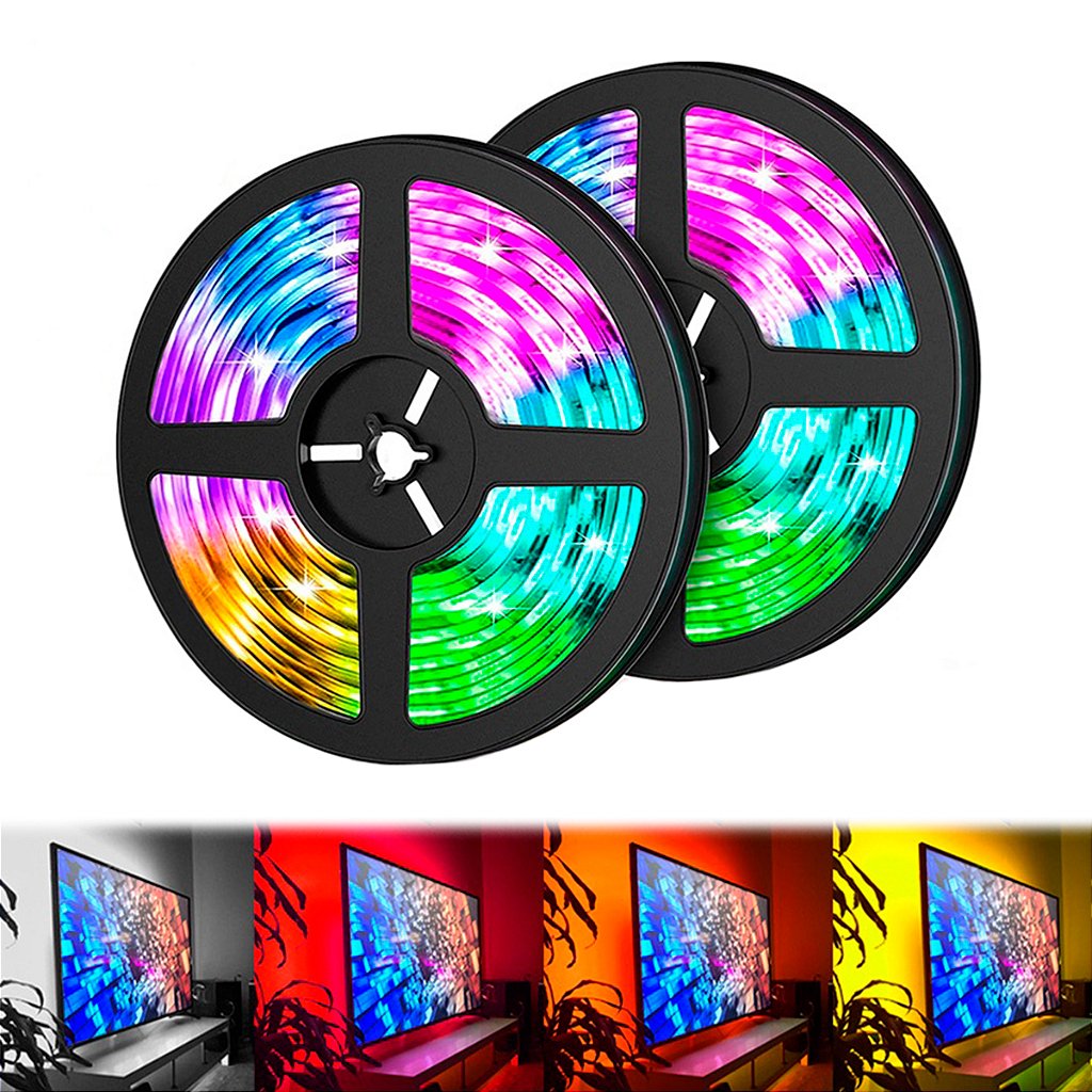 Fita Led Rgb Controle Via App Celular 5 Metros 5v USB Para Tv Pc Carro Quarto Decoração