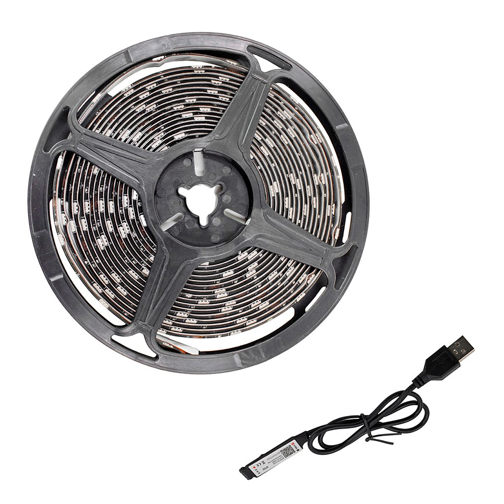 Fita Led Rgb Controle Via App Celular 5 Metros 5v USB Para Tv Pc Carro Quarto Decoração