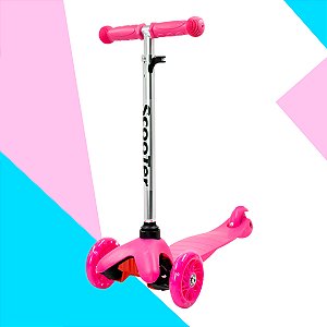 Patinete Regulável Infantil 3 Rodinhas Com Led Para Crianças Até 40kg