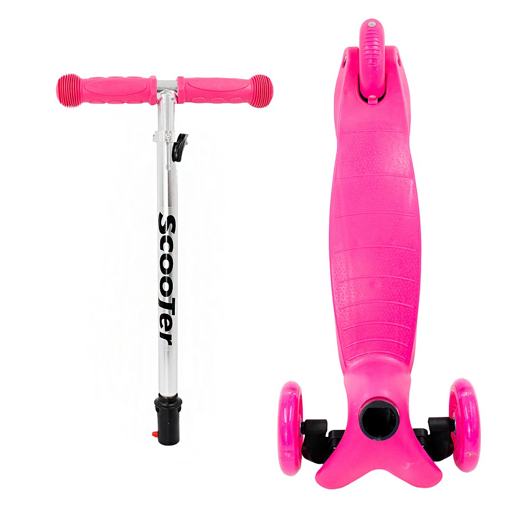 Patinete Regulável Infantil 3 Rodinhas Com Led Para Crianças Até 40kg