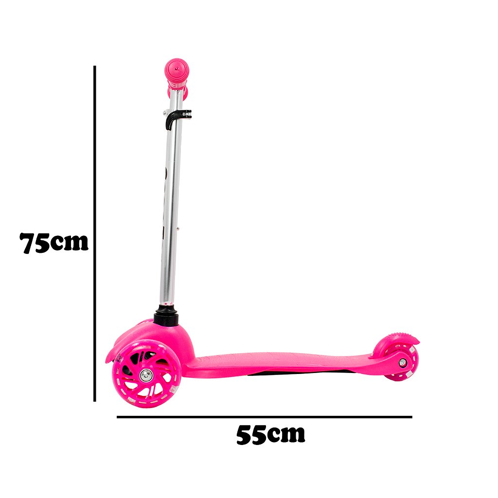 Patinete Regulável Infantil 3 Rodinhas Com Led Para Crianças Até 40kg